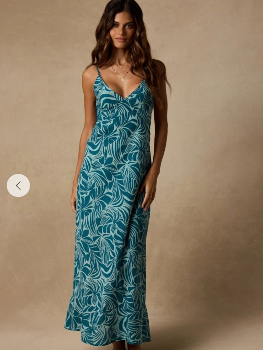 Lulus Roxy Lost Paradise Teal Leaf Print Maxi Dress - Size Small